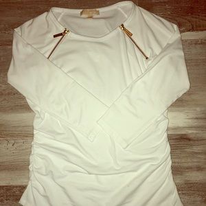 Michael Kors Top white with gold zippers. “M”